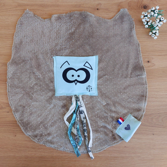 Doudou Dodyz taupe chouette bleu ciel