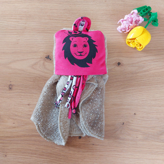 Doudou Dodyz taupe lion fuchsia