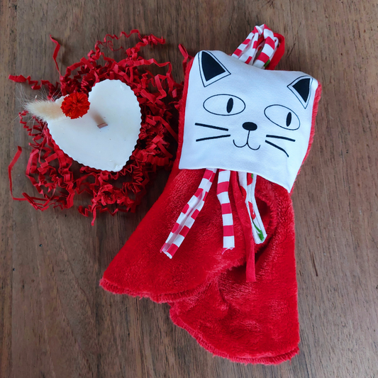 Doudou Dodyz Red heart white cat