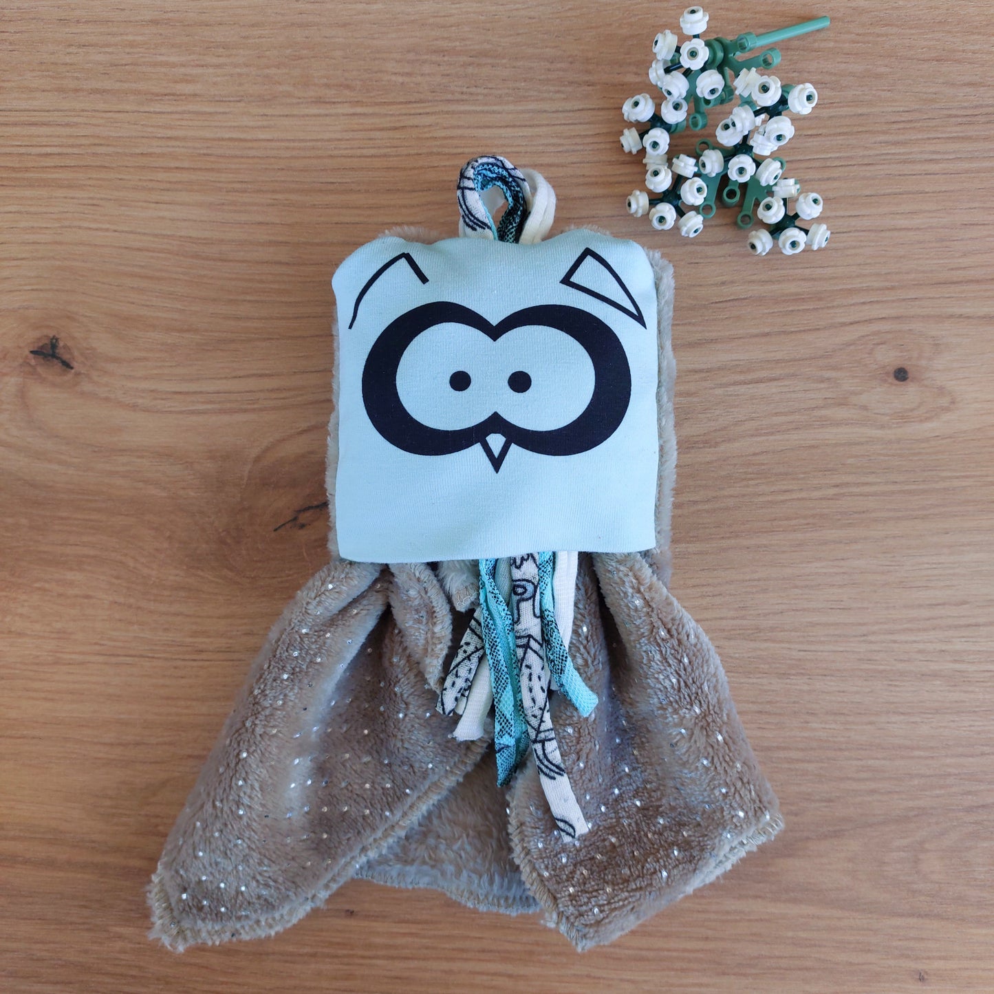 Doudou Dodyz taupe chouette bleu ciel
