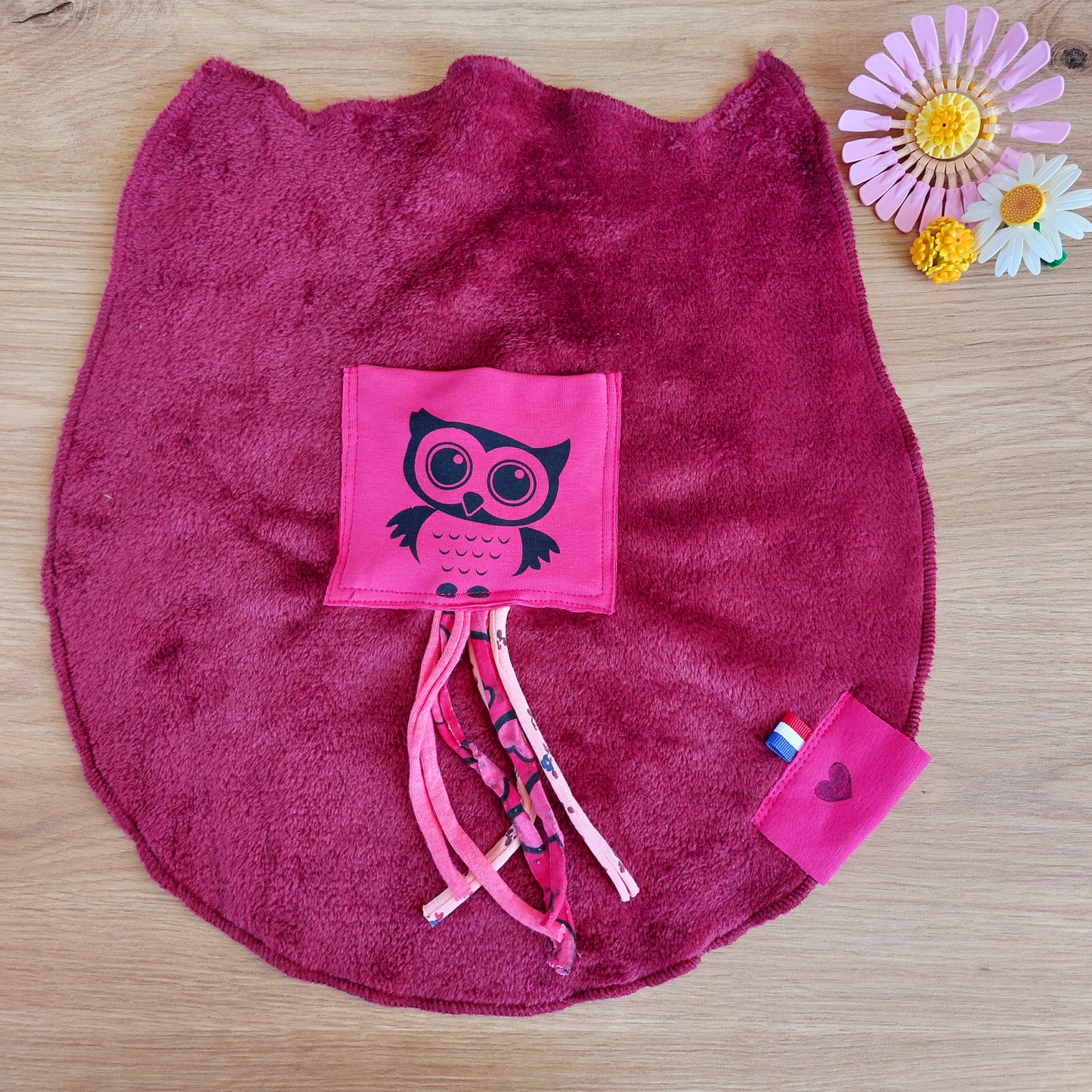 Doudou Dodyz bordeaux chouette rose fuchsia