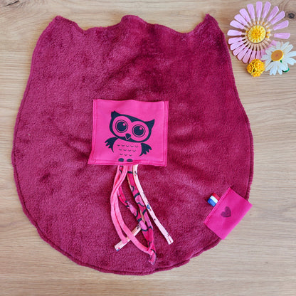 Doudou Dodyz bordeaux chouette rose fuchsia