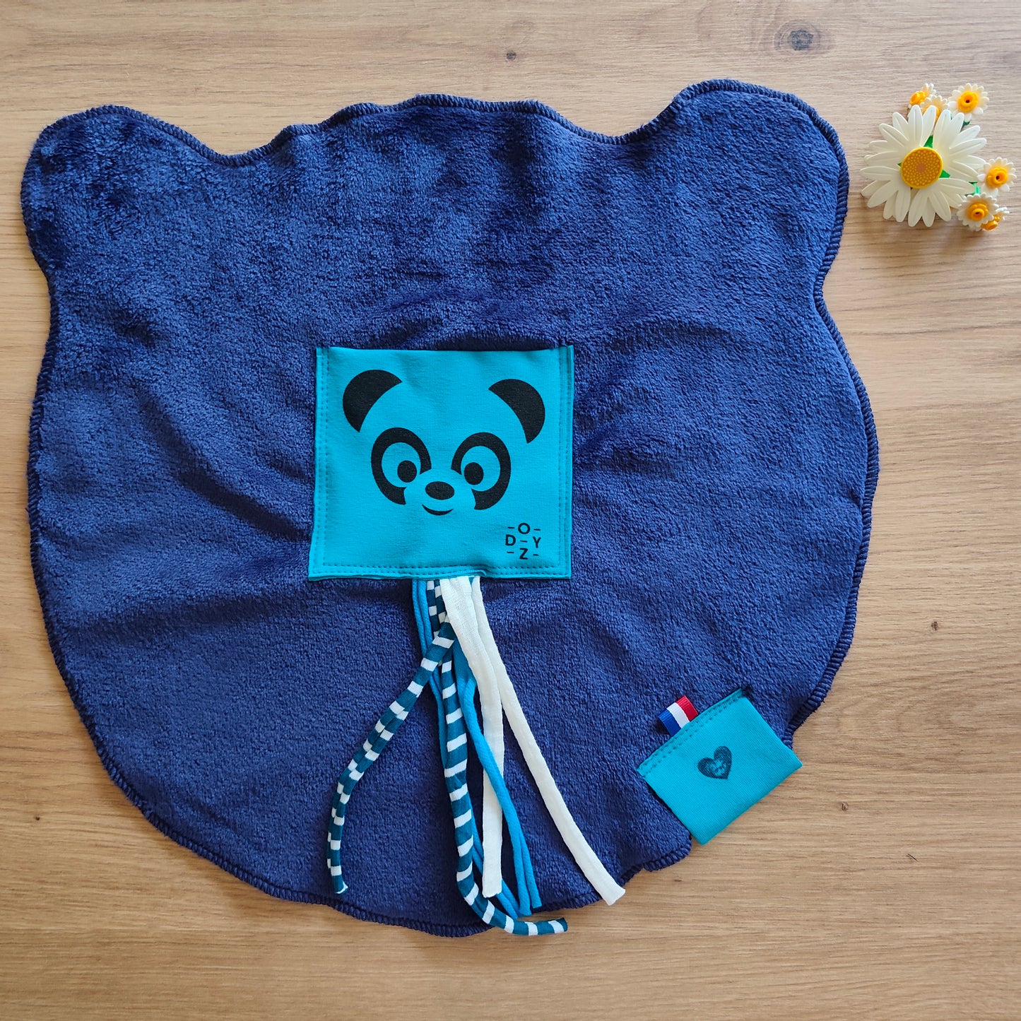 Doudou Dodyz bleu marine panda turquoise