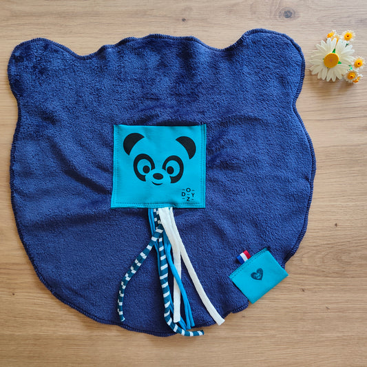 Doudou Dodyz bleu marine panda turquoise