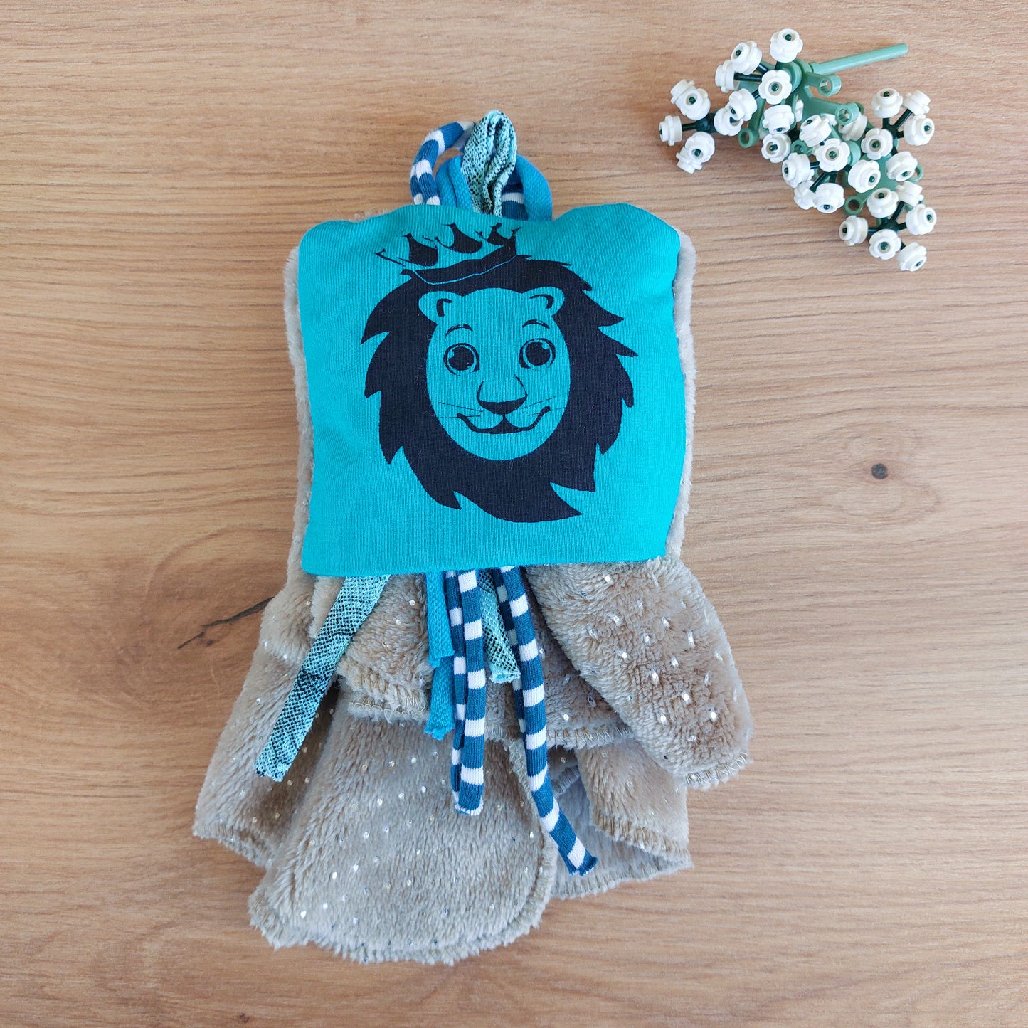 Doudou Dodyz taupe lion turquoise
