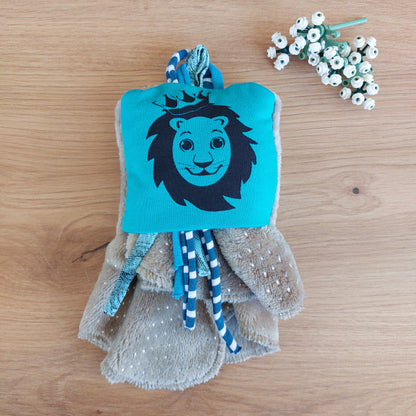 Doudou Dodyz taupe lion turquoise