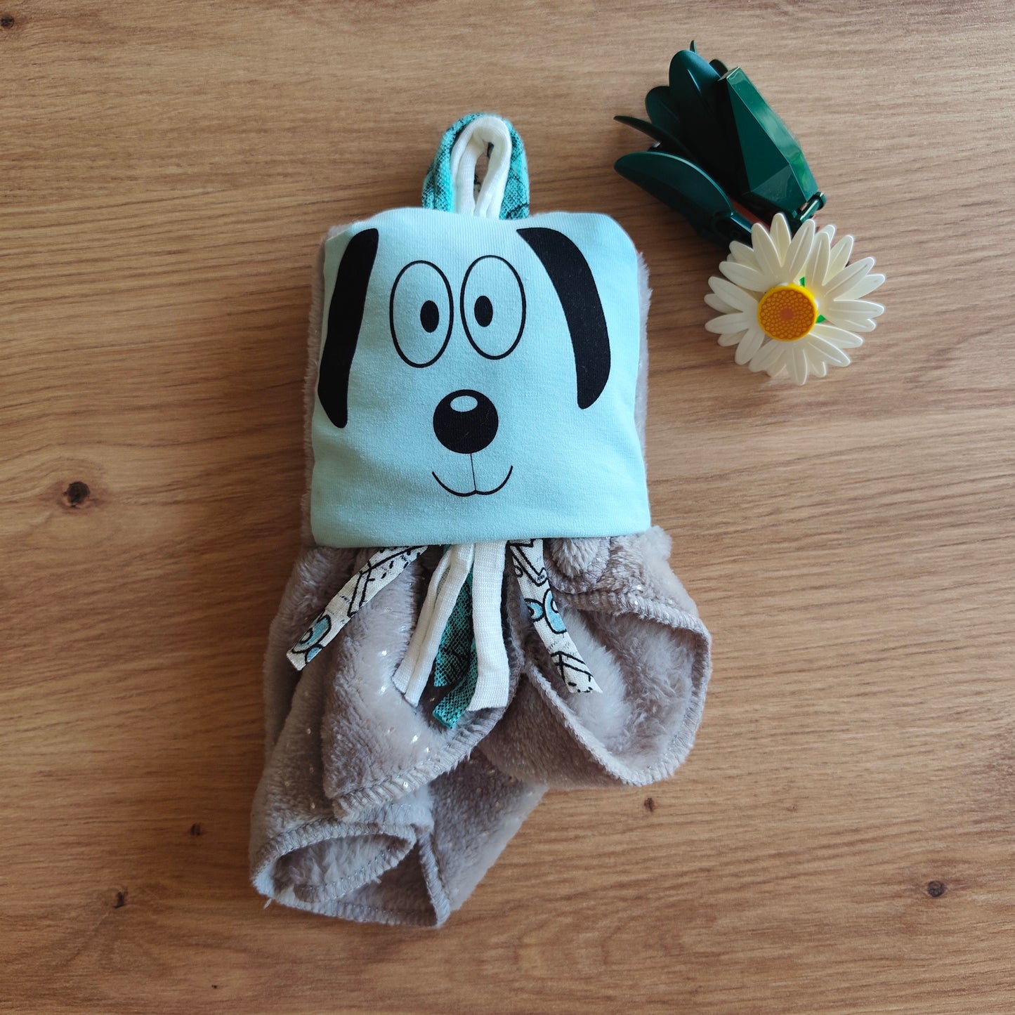 Doudou Dodyz gris chien bleu ciel