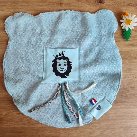 Doudou Dodyz bleu ciel lion bleu