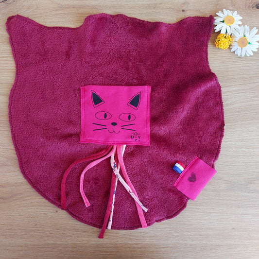 Doudou Dodyz bordeaux chat rose fuchsia