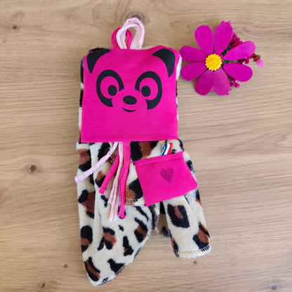 Doudou Dodyz Léopard Panda Rose