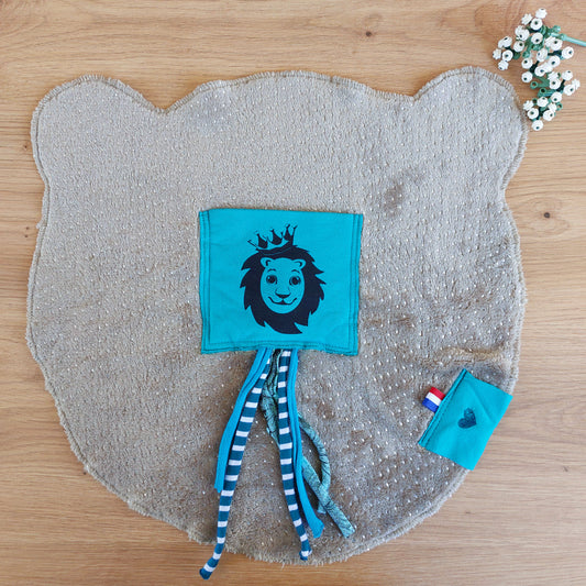 Doudou Dodyz taupe lion turquoise