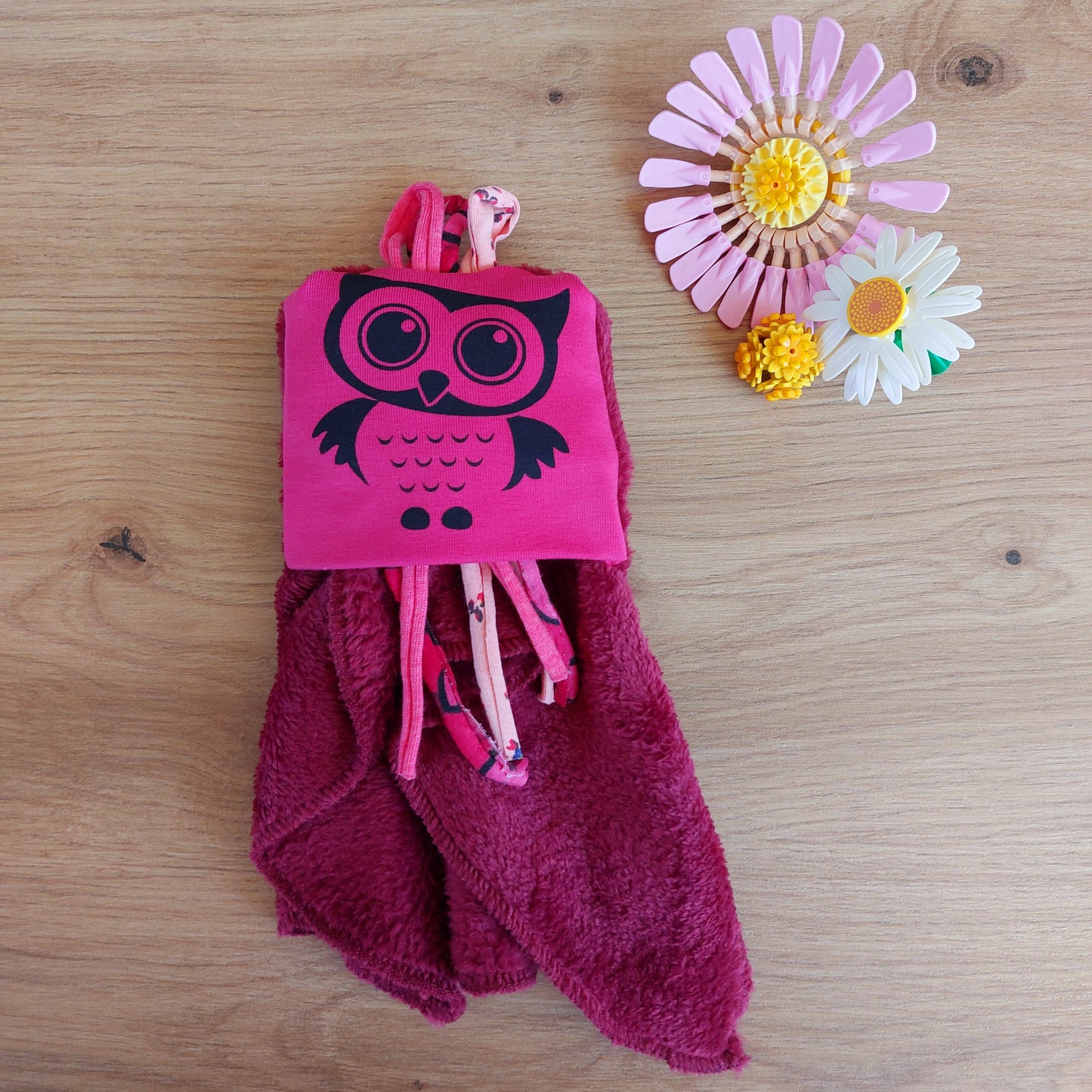Doudou Dodyz bordeaux chouette rose fuchsia