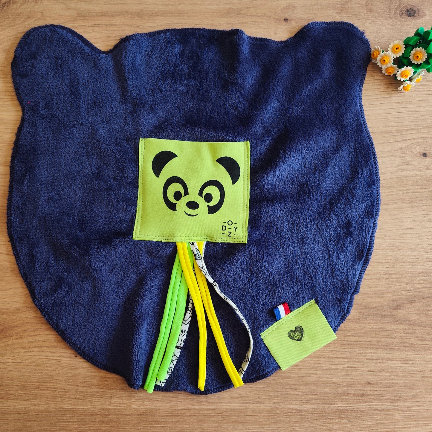Doudou Dodyz bleu marine panda vert pomme
