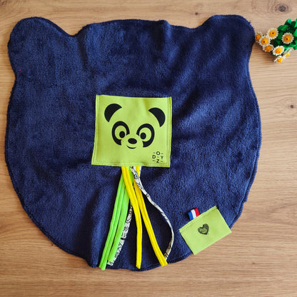 Doudou Dodyz bleu marine panda vert pomme