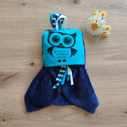 Doudou Dodyz bleu marine chouette turquoise