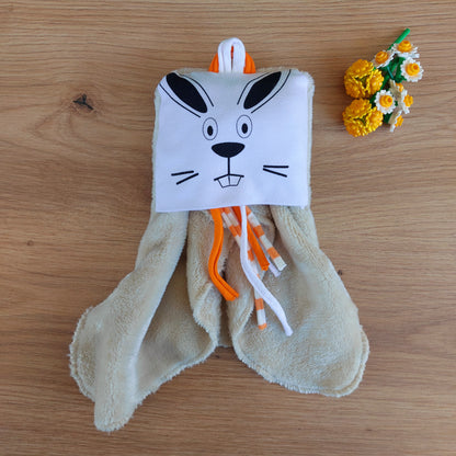 Doudou Dodyz beige lapin blanc