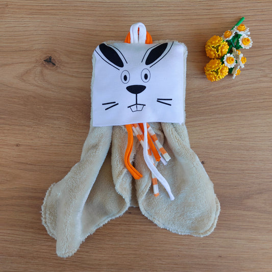 Doudou Dodyz beige lapin blanc